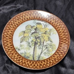 Vintage Elite Decor Decorative Plate~Large Palm Tree~Island~Beach~Like New